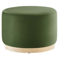 Modway Tilden Large 23" Round Performance Velvet Upholstered Ottoman - Moss Green/Natural-Performance Velvet Upholstery