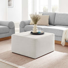 Modway Callum Large 28" Square Woven Heathered Fabric Upholstered Ottoman - Heathered Weave/Ivory-Arrives Fully Assembled