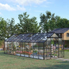 Outsunny - Serre en polycarbonate et aluminium 20 pi x 8 pi avec fenêtre de toit réglable- Structure en aluminium conçue pour une utilisation à long terme  
