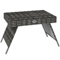 Outsunny Outdoor Rattan Foldable End Table - Mixed Grey-Weather resistant PE Rattan wicker top with plastic board underneath  