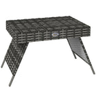 Outsunny - Table d’appoint pliante d’extérieur en rotin, gris mélangé-Dessus en rotin PE résistant aux intempéries avec une planche en plastique en dessous  