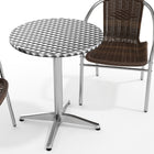 Flash Furniture – Table ronde de 23,5 po en aluminium avec 2 sièges en rotin, intérieur/extérieur (TLH24RD020CHR2)-Dessus de table lisse en acier inoxydable