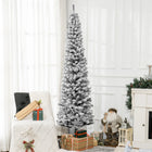 HOMCOM 7.5' Snow-Flocked Pencil Artifical Christmas Tree - Black-Realistic plastic branches provide a complete and lush look 