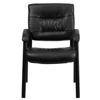 Flash Furniture – Chaise de réception/d’invité en cuir avec une structure finie noire, noir-Chaise d'invité