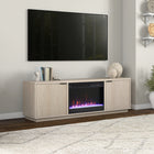 Hudson&Canal - Meuble TV Mansfield avec foyer en cristal de 66 cm pour téléviseurs jusqu'à 198 cm - Blanc aulne-Caractéristiques assemblage facile