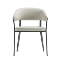 Manhattan Comfort - Chaise de salle à manger moderne Belle 22,4 po en similicuir texturé, rembourrée - Avoine-Chaise de salle à manger moderne pour salle à manger et usage de travail