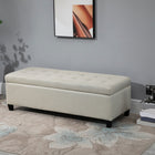 HOMCOM - Banc d’entrée en tissu lin avec pieds en bois - beige-L’extérieur en tissu confortable et la mousse douce créent un bel espace d’assise   