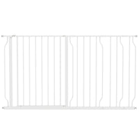 PawHut 30"- 57" Extra Wide Dog Gate with Double Locking System - White-Bottom lock block for added stability