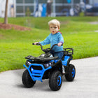 Qaba 12V Battery Powered Kids Electric Vehicle with 4 Spring Suspension Wheels - Blue-Storage basket in the back holds toys and essentials conveniently 