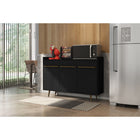 Manhattan Comfort Bradley 53.54" Mid-Century Modern Buffet Stand - Black-Beautiful Rustic Brown Door Handle Bar Pulls