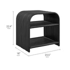 Modway Eve Curved Natural Rattan Side Table - Black-Fixed Shelf