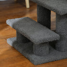 PawHut 23.5" 4-Step Pet Stairs with Carpeted Scratching Post - Dark Grey-Material: Particle Board, Berber Fleece 