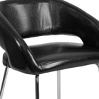 Chaise contemporaine d’appoint/de réception/de salon-bar Fusion en cuir noir (CH-162731-BK-GG)-Pattes en chrome