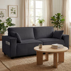 HOMCOM - Canapé 3 places en velours côtelé 86 po avec coussin à ressorts - gris foncé-Les coussins assortis offrent un soutien lombaire ou cervical supplémentaire pour une détente optimale  