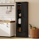 HOMCOM 71" H Pantry Cabinet with 2 Doors - Black-Suitable for kitchen, dining, or living areas with elegant appeal 