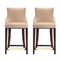 Manhattan Comfort - Shubert tabouret de comptoir moderne en similicuir 22,64" - tan - lot de 2-Tabouret de comptoir moderne avec dossier parfait pour une utilisation au comptoir et dans la cuisine. Ensemble de 2