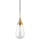 Hudson&Canal - Suspension Ambrose de 21 cm de large avec abat-jour en verre - Laiton/Transparent-Conçu pour une ampoule à incandescence de 60 W - ampoule LED de 9 W, ampoule fluorescente (CFL) de 13 W ou ampoule LED à ballast automatique de 9 W, ampoule à culot E26, ampoule non incluse