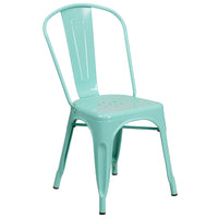 Chaise empilable en métal, intérieur/extérieur, vert menthe (ET-3534-MINT-GG)-Chaise empilable de style bistro