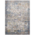 Modway Minu Distressed Floral Lattice Area Rug - 5 ft W x 8 ft L - Light Blue Yellow/Orange-Distressed Floral Lattice Area Rug