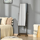 HOMCOM Mirror Jewelry Cabinet - 18.4" L x 14.4" W x 59.6" H - Brown-Full-length mirror to get ready in, the angle is adjustable to suit you 