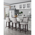 Manhattan Comfort Emperor 19" Traditional Faux Leather Upholstered Barstool - Light Grey-Frame Made of Solid Beech Wood with Rich Walnut Finish