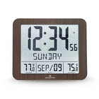 Marathon Atomic Wall Clock with Indoor/Outdoor Temperature - Wood (CL030027FD-WD)-Features large, easy to read 2" high display