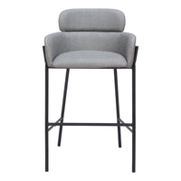 Zuo Bremor Barstool - Slate Grey-Cozy polyester linen fabric