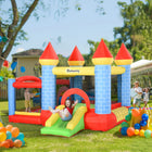 Qaba 9.2 x 9.5' 4 in 1 Bouncy Castle for Kids with Trampoline, Slide for Age 3-8-350W electric air blower for quick inflation 