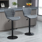 HOMCOM Adjustable Swivel Bar Stools with Back - Grey - 2 Pack-Wide seat with linen-feel fabric cover and thick padding for high comfort
