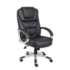 Nicer Furniture - fauteuil de direction en cuir PU à dossier haut - noir-Chaise de bureau de direction de conception ergonomique avec support lombaire intégré et réglage pneumatique de la hauteur du siège à palettes