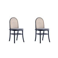 Manhattan Comfort Paragon 17.52" Industry Chic Upholstered Dining Chair - Black and Grey - Set of 2-Modern - Industry Chic Cane Dining Chair Perfect for Dining Room Use. Set of 2