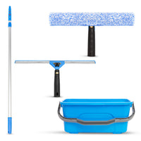 Gritt Commercial Pro Window Washing Cleaning Kit - 14" Squeegee - 14" Washer - 6' Telescopic Pole - 3 Gallon Bucket - 2 Pack-3 tools for professional window cleaning