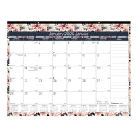 Blueline 2026 Floral Monthly Desk Pad - 22" x 17" - Bilingual-12-Month: January 2026 to December 2026