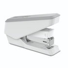 Fellowes LX840 Half Strip EasyPress Antimicrobial Stapler - White-Microban antimicrobial technology helps prevent bacteria and works 24/7 for an added level of product protection