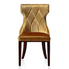 Manhattan Comfort - Lot de 2 chaises de salle à manger traditionnelles Reine 19,7 po en velours, finition or antique et noyer-Élégante couture en losange