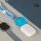 LOGiiX Vibrance Power Cube 20W USB-C Wall Charger - Turquoise-Features lightweight design with foldable prongs for easy portability