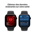 Apple - Watch Series 11 - 46 mm - GPS - Boîtier en aluminium Noir de jais avec Bracelet sport Noir, P / M-Jusqu’à 24 heures d’utilisation normale. Et une recharge rapide de seulement 15 minutes vous procure jusqu’à 8 heures d’utilisation normale
