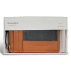 Champs - Porte-cartes Slim en Cuir Denim - Beige/Noir-Boîte cadeau incluse
