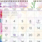 Blueline 2027 Hibiscus Monthly Wall Calendar - 8" x 11" - Bilingual-Gold twin-wire binding with eyelet hanger construction