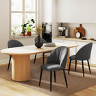 HOMCOM - Chaises de salle à manger avec pieds en métal pour cuisine - gris charbon - ensemble de 4-Tissu aspect lin au toucher velours offrant un confort pour une assise prolongée 