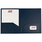 JAM Paper - Chemises scolaires à deux pochettes en plastique robuste - bleu marine - Paquet de 6-Taille : 9,5 x 11,625 pouces | S'adapte facilement aux documents de 8,5" x 11"