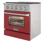 Kucht - 30 po Série KNG Cuisinière Pro Style au gaz propane - Acier inoxydable/Rouge-Grilles de cuisson robustes en fonte résistantes à la chaleur intense permettant de déplacer les ustensiles d’un brûleur à l’autre sans les soulever