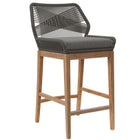 Modway Wellspring Outdoor Patio Teak Wood Bar Stool - Gray Graphite-Outdoor Patio Bar Stool