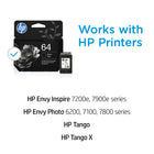 HP 64 Black Original Ink Cartridge (N9J90AN#140)-Page Yield 200