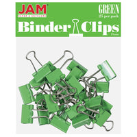 JAM Paper Colourful Binder Clips - Small - 3/4" - Green - 25 Pack-Colour: Green | Made of tempered steel for an extra strong hold