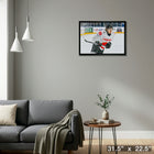 Connor Bedard Canada White Action - Framed Canvas - 31" x 22"-Ready to hang - arrives fully assembled