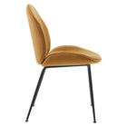 Modway Scoop Black Powder Coated Steel Leg Performance Velvet Dining Chairs - Cognac - 2 Pack-Black Powder-Coated Steel Legs