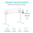 ShoppingAll - Cadre de bureau debout électrique à double moteur, réglable en hauteur - Blanc-La largeur du cadre du bureau peut être réglée entre 112 cm et 165 cm pour s'adapter aux plateaux de table de 120 cm à 180 cm de longueur et de 50 cm à 100 cm de largeur (Tabletop vendu séparément)