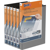 QuickFit View Binder - D Ring - 5/8" - Black - 6 Pack-D Ring View, Black, 100 sheet capacity, 5/8"