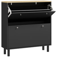 HOMCOM Narrow Shoe Storage Cabinet with Adjustable Shelves - Black-Two flip drawers hold up to 16 pairs of CA 10 shoes